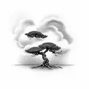bonsai tree with clouds  tattoo design idea