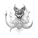 espada com escudo e arco tattoo design idea