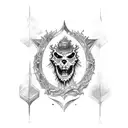 espada com escudo e arco tattoo design idea