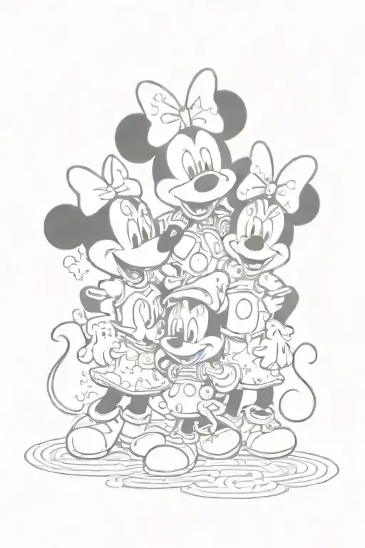 Mickey Minnie and Pluto disney tattoo design idea