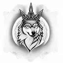 wolf wearing a king's crown tattoo design idea