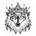 wolf wearing a king's crown tattoo design idea