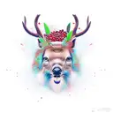 pomegranate deer tattoo design idea