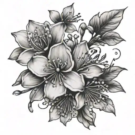 Small tattoo back  cherry blossom flower than small 5 birds god quote tattoo design idea