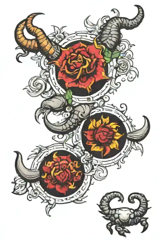 Taurus, Scorpio, Cancer and Leo tattoo design idea