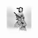 Geisha with fan tattoo design idea