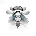Geisha with fan tattoo design idea