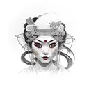 Geisha with fan tattoo design idea
