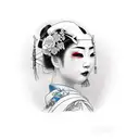 Geisha with fan tattoo design idea