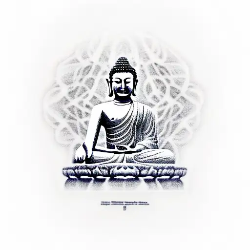 Buddha and the text- He abides independent tattoo design idea