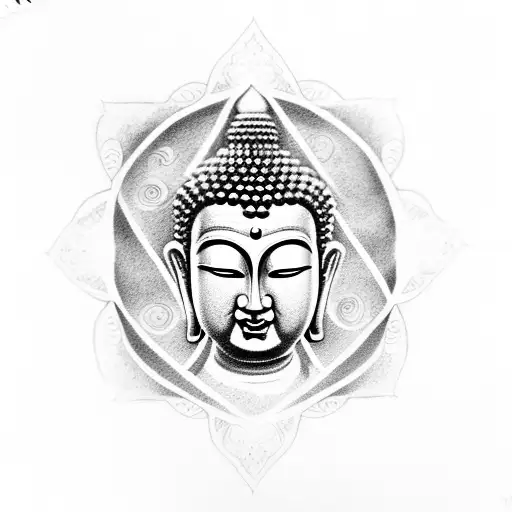 Buddha and the text- He abides independent tattoo design idea