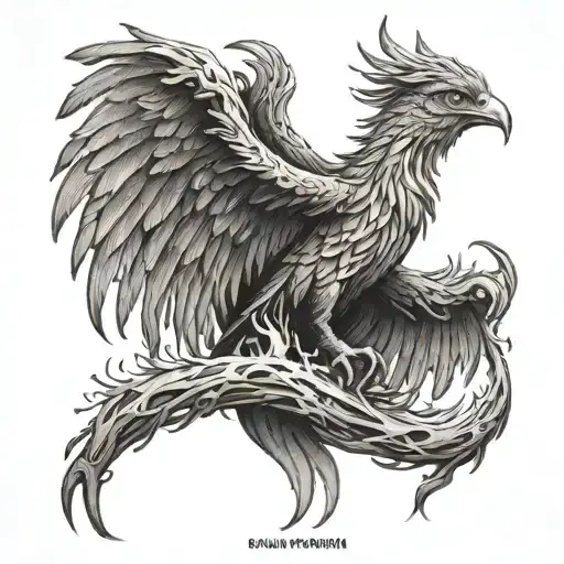A phoenix rising from the ashes symbolizing overcoming struggles and finding a new beginning tattoo design idea