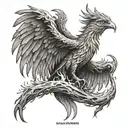 A phoenix rising from the ashes symbolizing overcoming struggles and finding a new beginning tattoo design idea