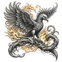 A phoenix rising from the ashes symbolizing overcoming struggles and finding a new beginning tattoo design idea