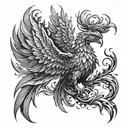 A phoenix rising from the ashes symbolizing overcoming struggles and finding a new beginning tattoo design idea