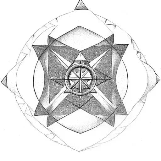 dragon triangle anchor compass arrow  tattoo design idea