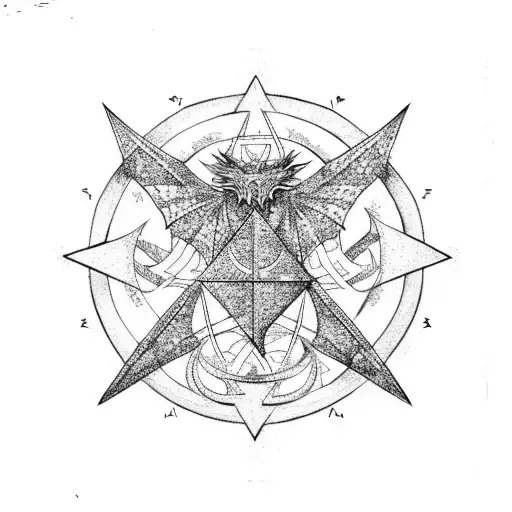 dragon triangle anchor compass arrow growth tattoo design idea