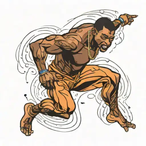 muscular black boy dancing  tattoo design idea