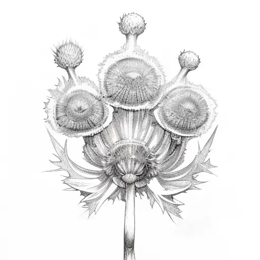 garden of fleur de lis, clovers, and thistles tattoo design idea