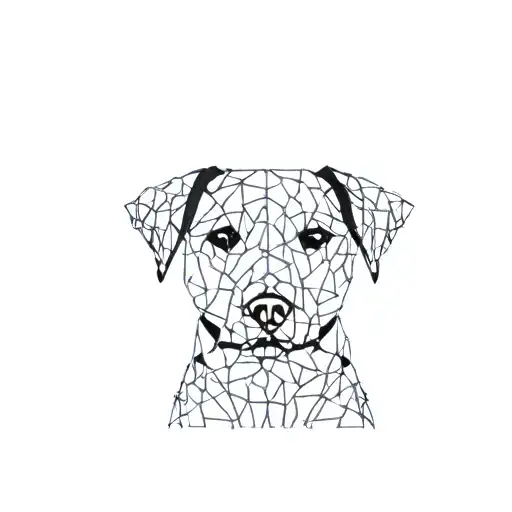 geometrical jack russell terrier head, short hair, long face tattoo design idea