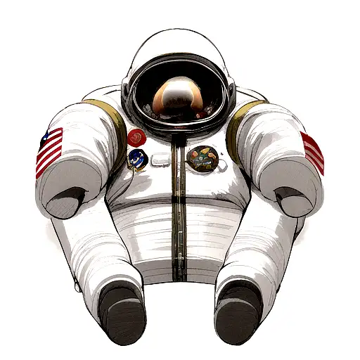dead astronaut in outer space tattoo design idea