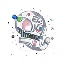 dead astronaut in outer space tattoo design idea