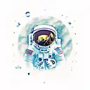 dead astronaut in outer space tattoo design idea