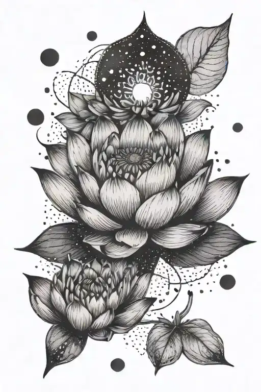 lotus flower, love to the moon,love to the peace,  ignorance tattoo design idea