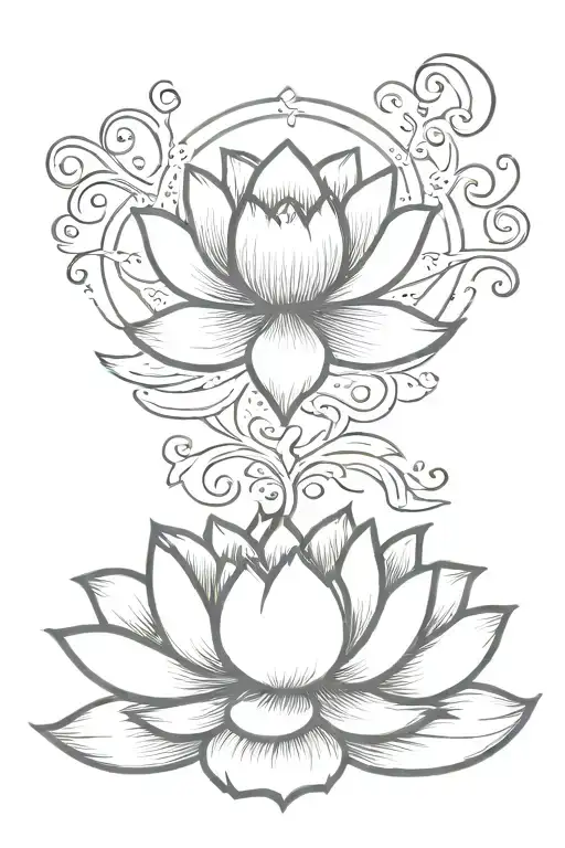 lotus flower, love to the moon, basic tattoo design,love to the peace tattoo design idea