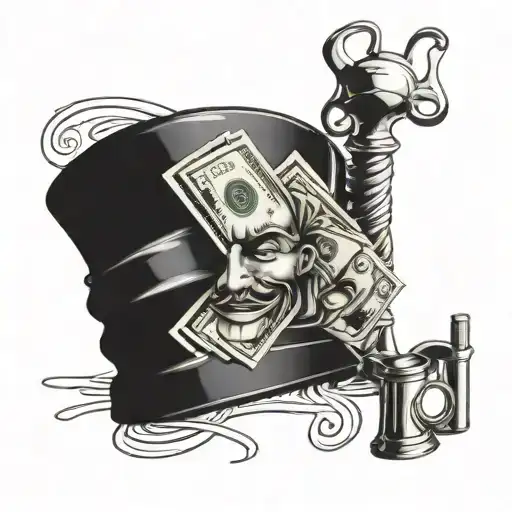 A tattoo design featuring a stack of money intertwined with barbershop tools, symbolizing the client's love for both money and barbering tattoo design idea
