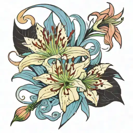 light blue spider lily from demon slayer tattoo design idea