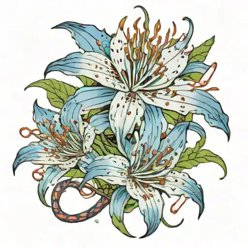 blue spider lily from demon slayer tattoo design idea