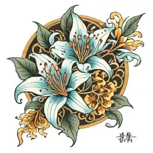 light blue spider lily from kny tattoo design idea