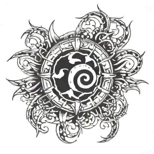 Cyber sigilism chest tattoo design idea