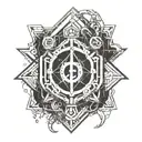 Cyber sigilism chest tattoo design idea