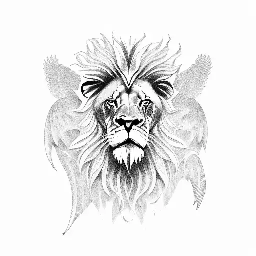 lion with wings tattoo design idea