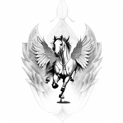 running horse with wings for bicels tattoo design idea