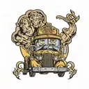 father bus driver badge incorporated tattoo design idea