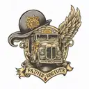 father bus driver badge incorporated tattoo design idea