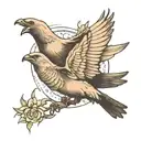 Dove and Raven flying tattoo design idea