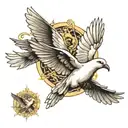 Dove and Raven flying tattoo design idea
