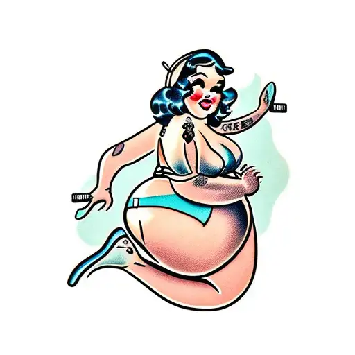 chubby pinup girl tattoo design idea