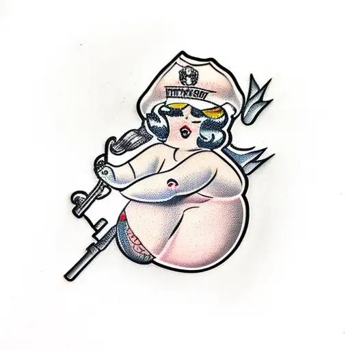 chubby pinup girl tattoo design idea