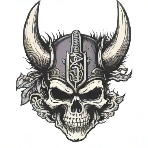 Minnesota Vikings logo with a skull replacing the face tattoo design idea