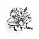 lily flower drawing with rock texture tattoo design idea