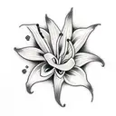 lily flower drawing with rock texture tattoo design idea