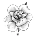 lily flower drawing with rock texture tattoo design idea