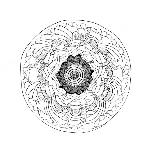 A tattoo of a golden spiral composed of intricate floral patterns tattoo design idea
