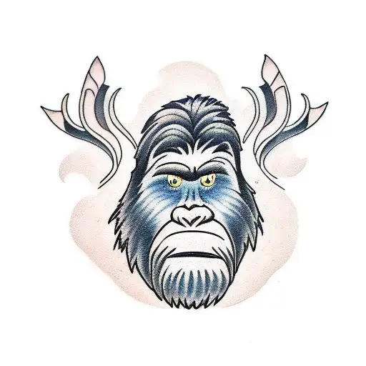 bigfoot with two daughters tattoo design idea