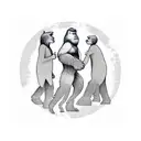 bigfoot with two daughters tattoo design idea